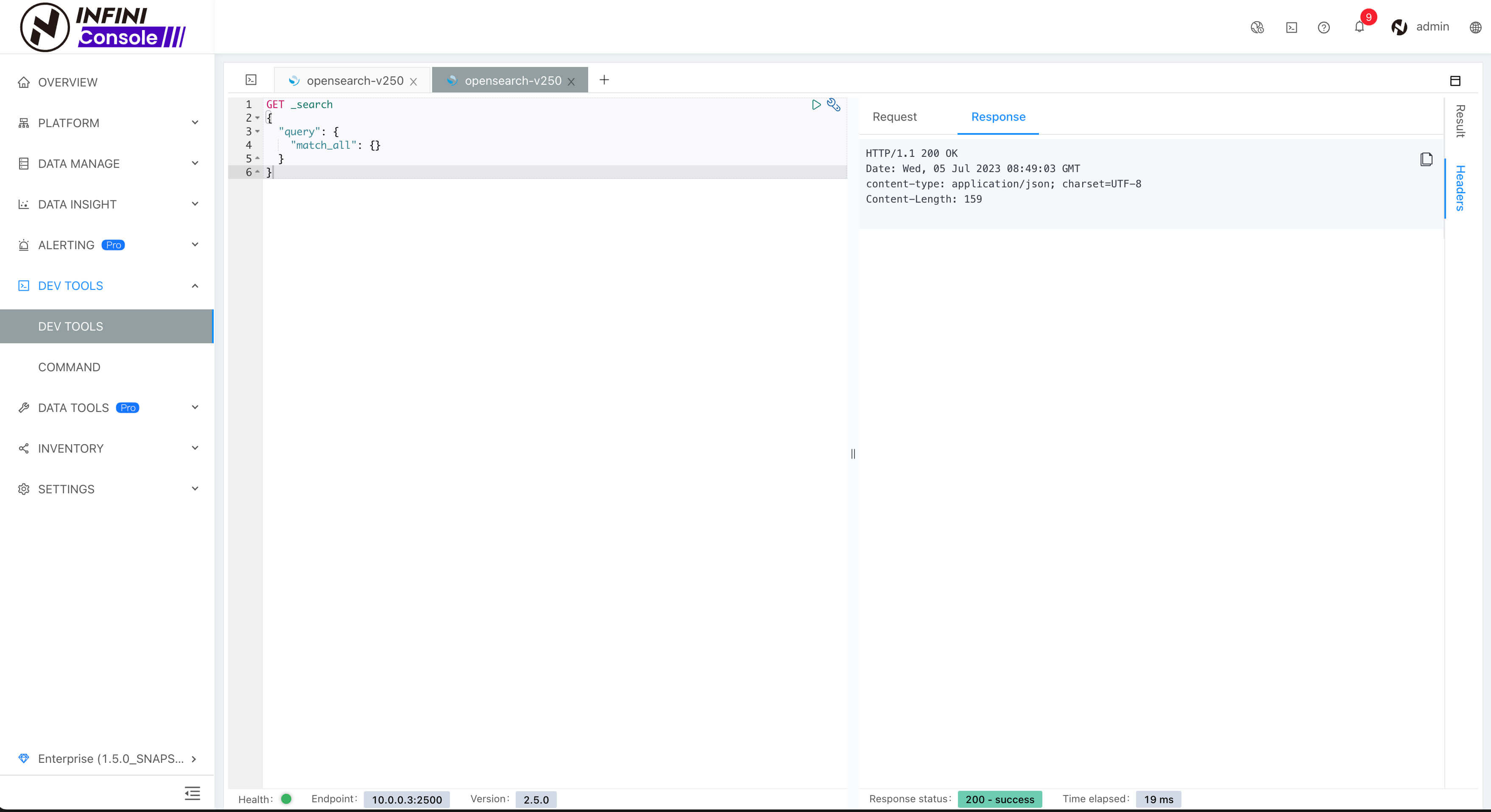 dev tool headers